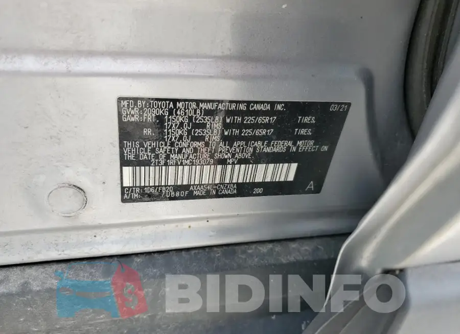 2T3F1RFV1MC193079 Photo# 13