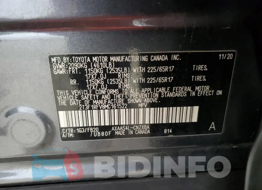 2T3F1RFV8MC161522 Photo# 13