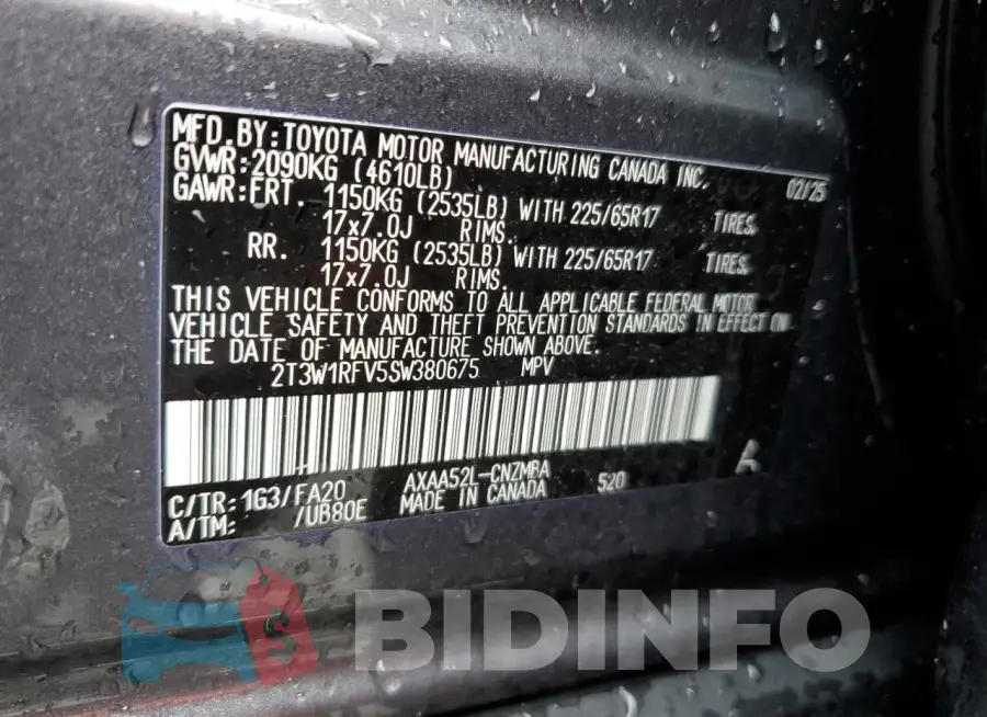 2T3W1RFV5SW380675 Photo# 14