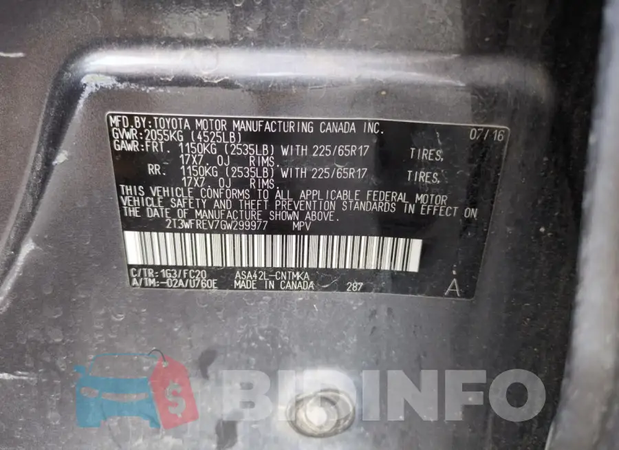 2T3WFREV7GW299977 Photo# 13