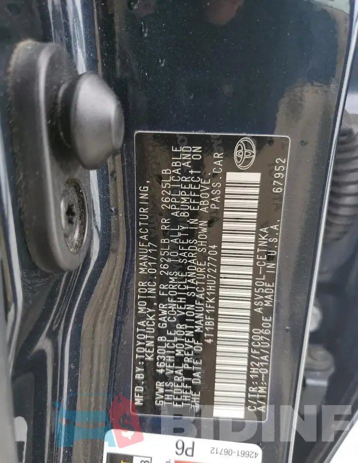 4T1BF1FK1HU727704 Photo# 12