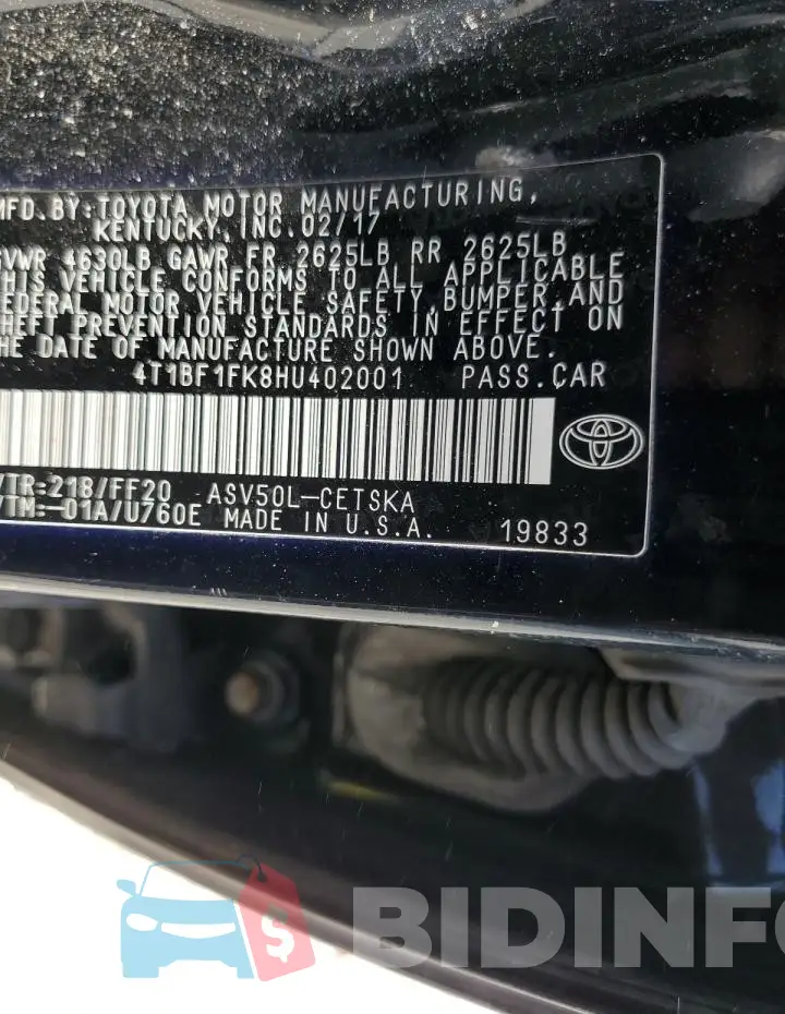 4T1BF1FK8HU402001 Photo# 12