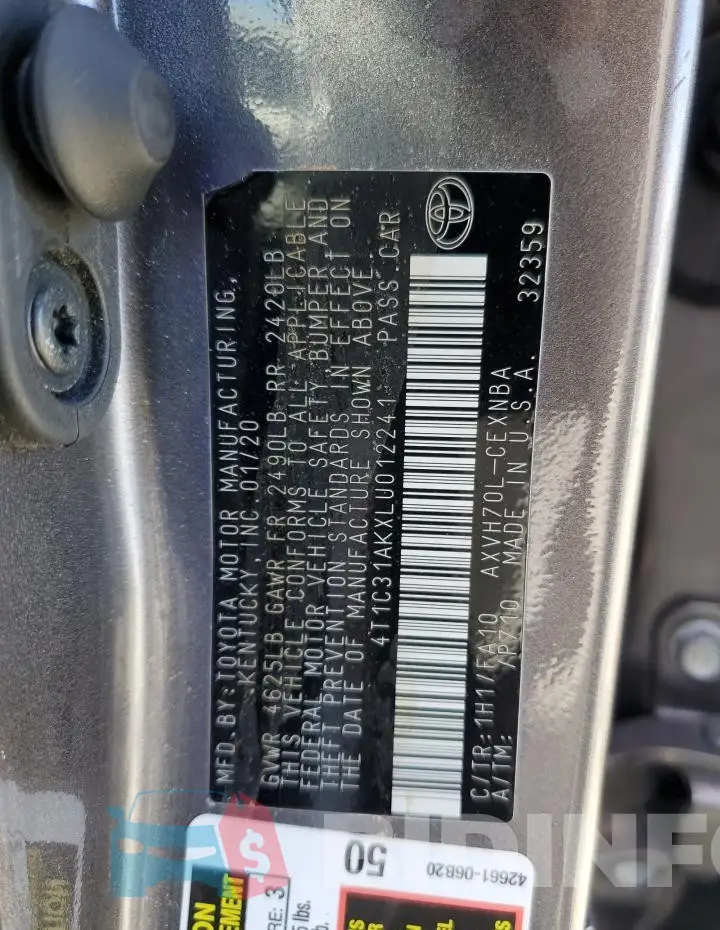 4T1C31AKXLU012241 Photo# 12