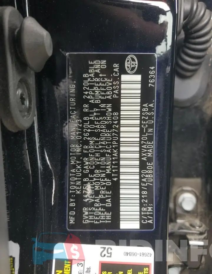4T1T11AK1PU772408 Photo# 12