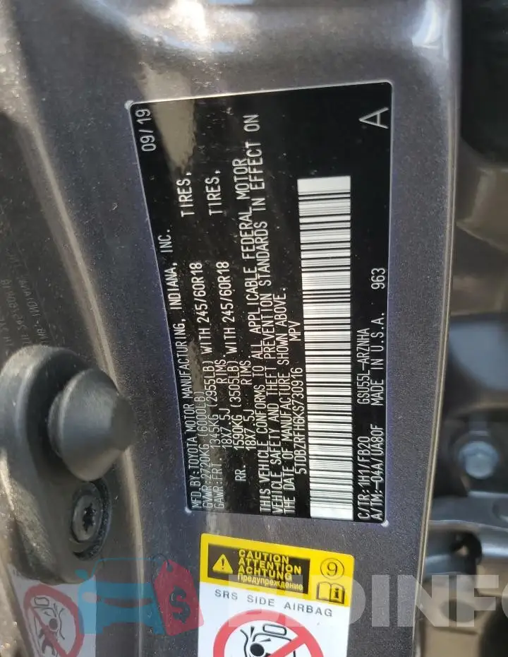 5TDBZRFH6KS730916 Photo# 13