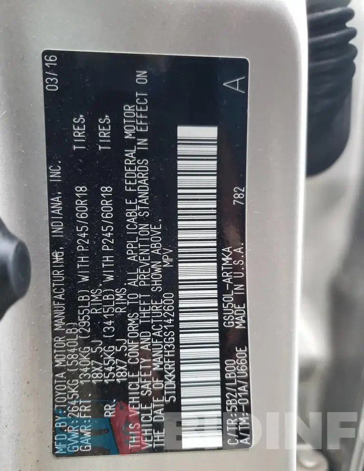 5TDKKRFH3GS142600 Photo# 14