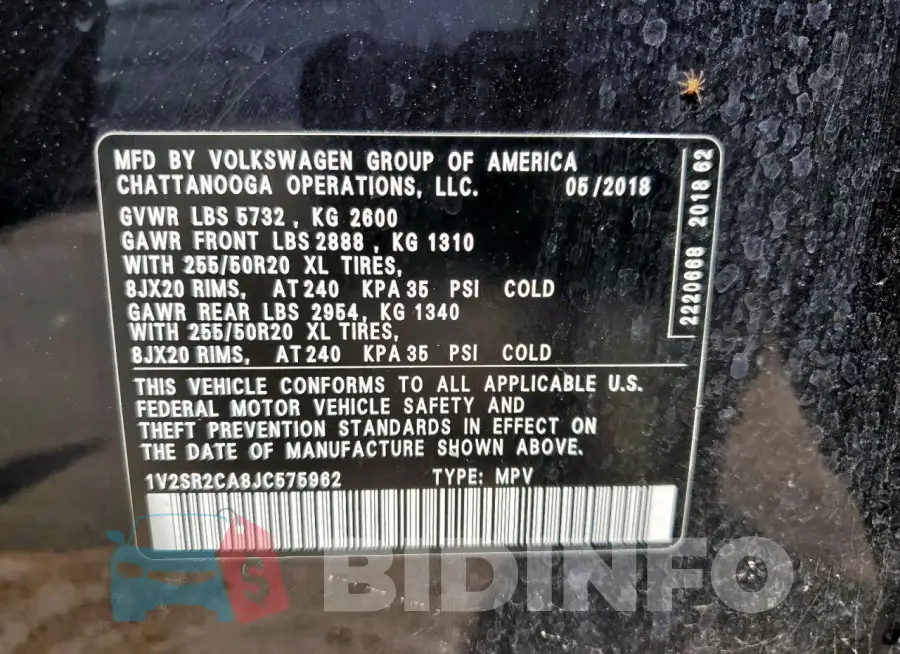 1V2SR2CA8JC575962 Photo# 13