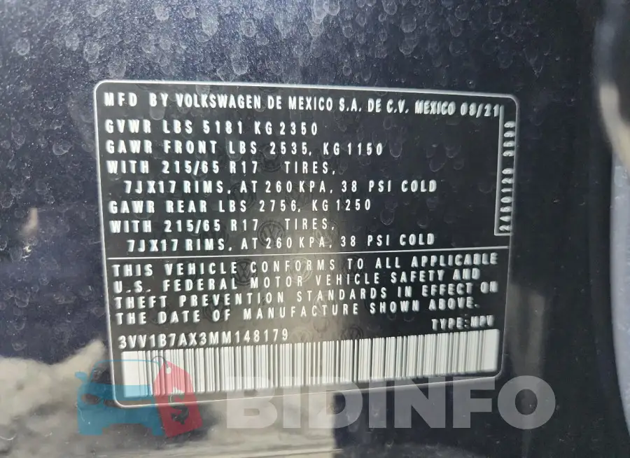 3VV1B7AX3MM148179 Photo# 13