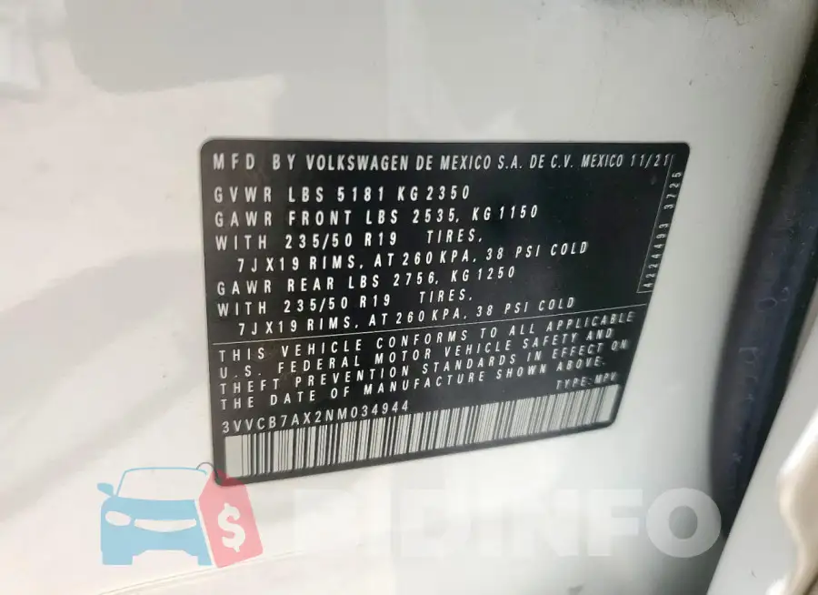 3VVCB7AX2NM034944 Photo# 13