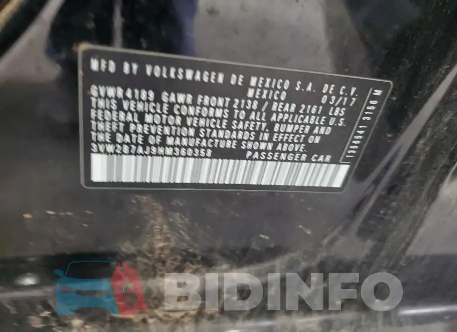 3VW2B7AJ9HM360358 Photo# 12