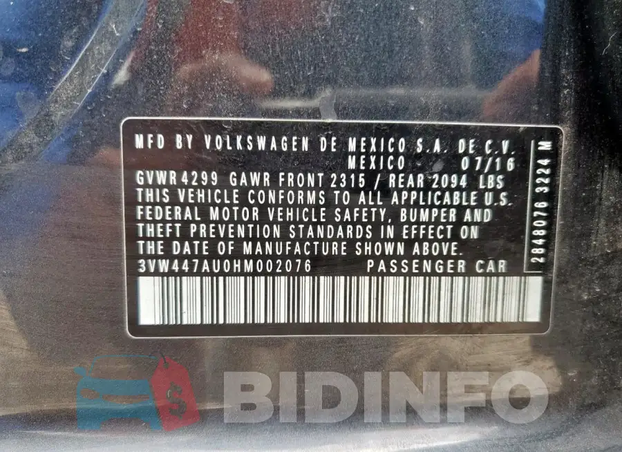 3VW447AU0HM002076 Photo# 13