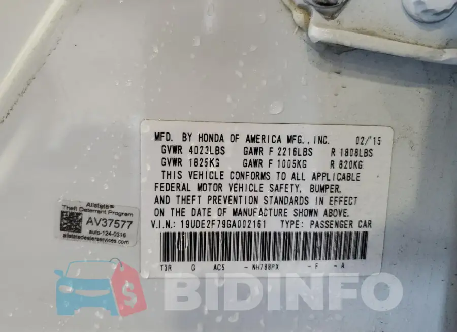 19UDE2F79GA002161 Photo# 12