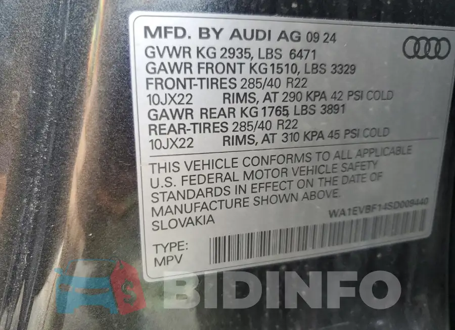 WA1EVBF14SD009440 Photo# 14