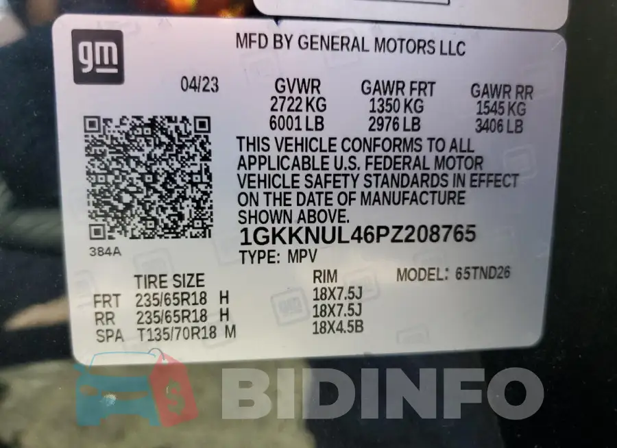 1GKKNUL46PZ208765 Photo# 13