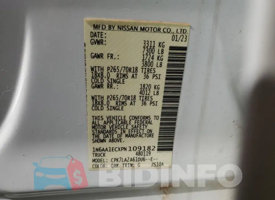 1N6AA1ECXPN109182 Photo# 12