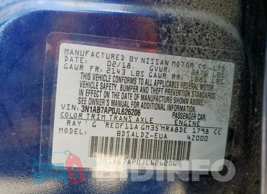 3N1AB7AP0JL626206 Photo# 13