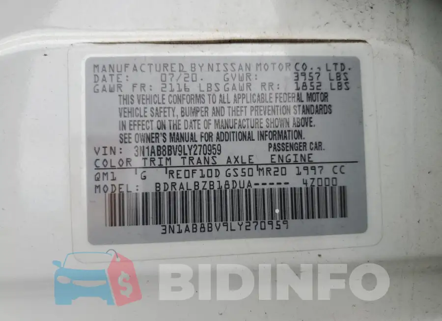 3N1AB8BV9LY270959 Photo# 12