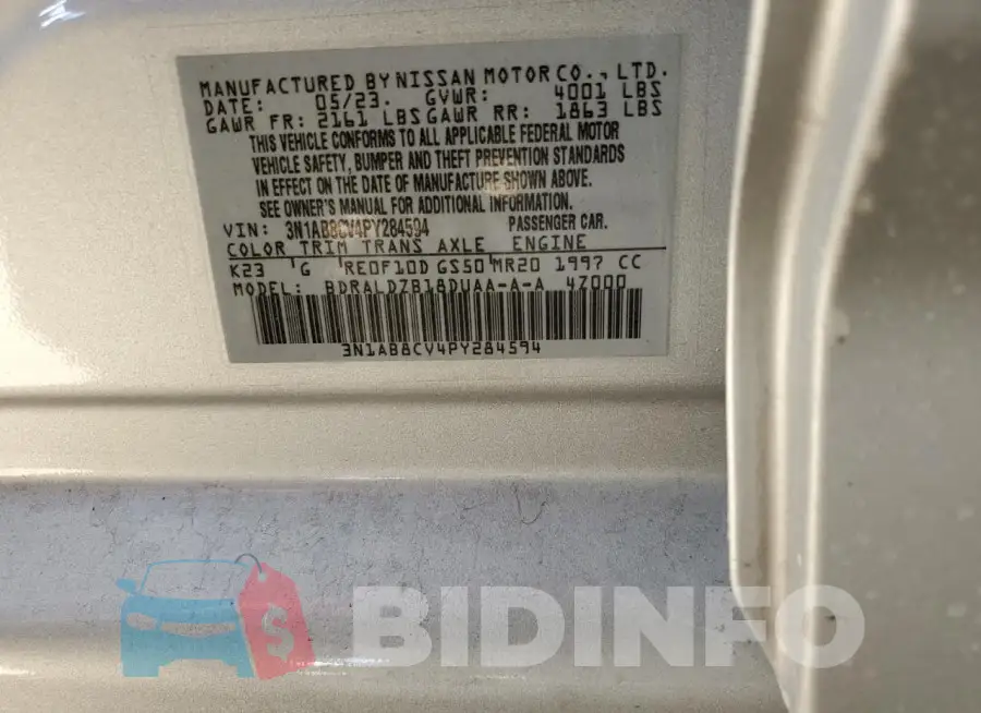3N1AB8CV4PY284594 Photo# 12