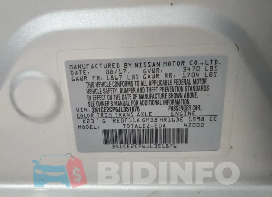 3N1CE2CP6JL351876 Photo# 12