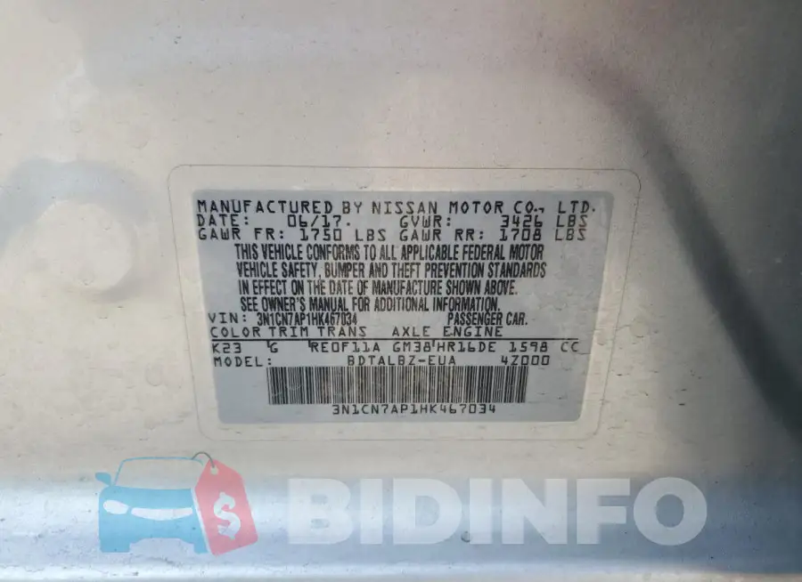 3N1CN7AP1HK467034 Photo# 12