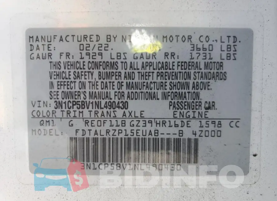 3N1CP5BV1NL490430 Photo# 13