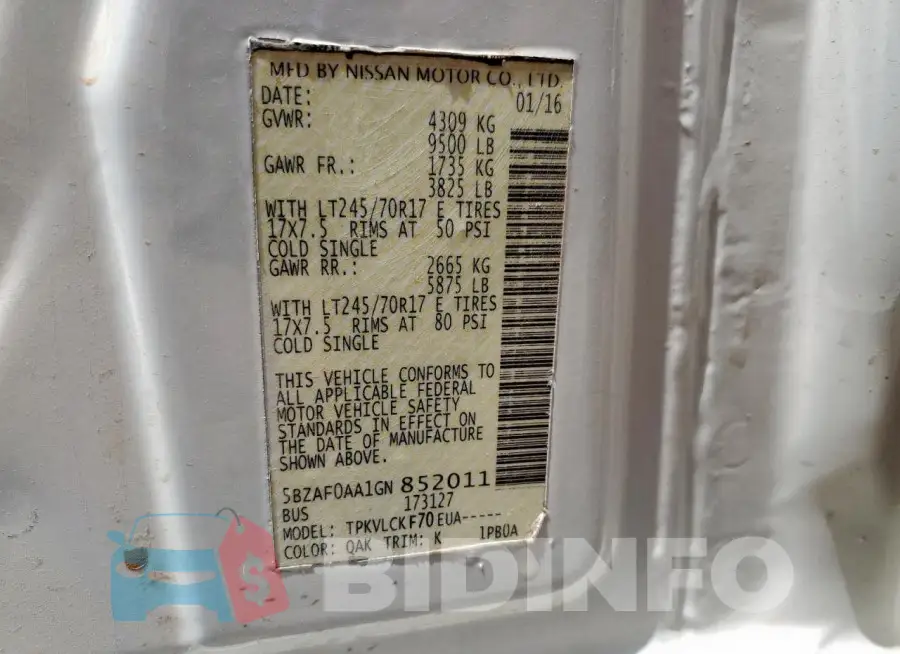 5BZAF0AA1GN852011 Photo# 13