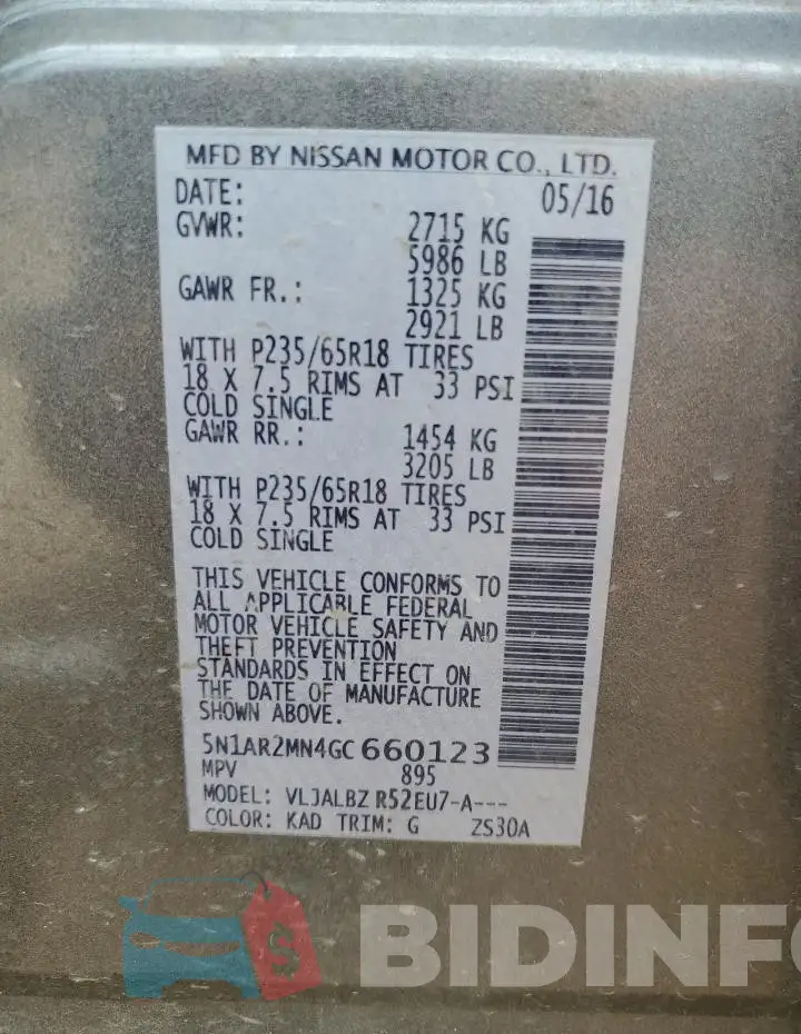 5N1AR2MN4GC660123 Photo# 13