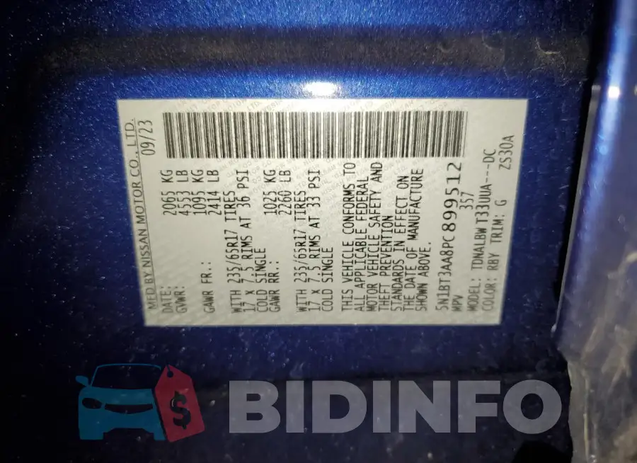 5N1BT3AA8PC899512 Photo# 13