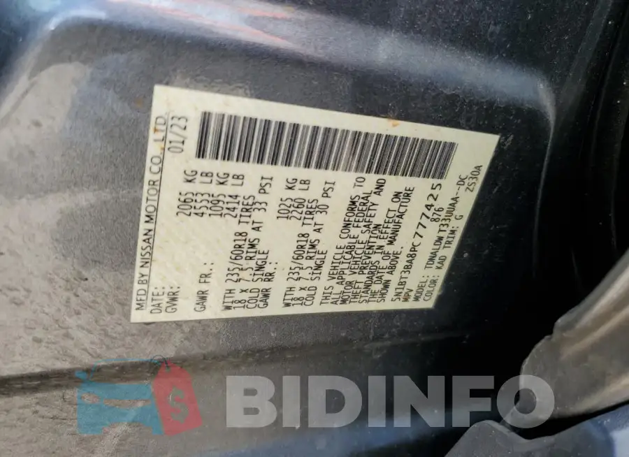 5N1BT3BA8PC777425 Photo# 13