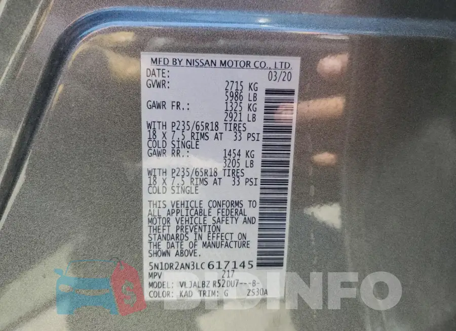 5N1DR2AN3LC617145 Photo# 14
