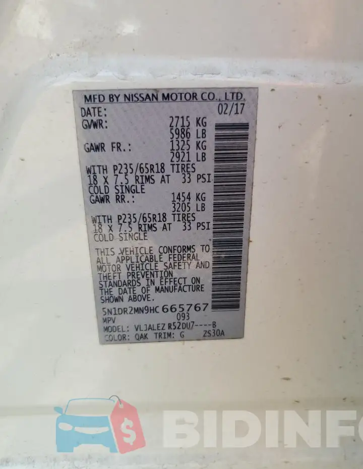 5N1DR2MN9HC665767 Photo# 13