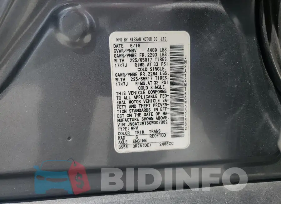 JN8AT2MT6GW007882 Photo# 13