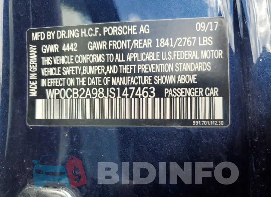 WP0CB2A98JS147463 Photo# 12