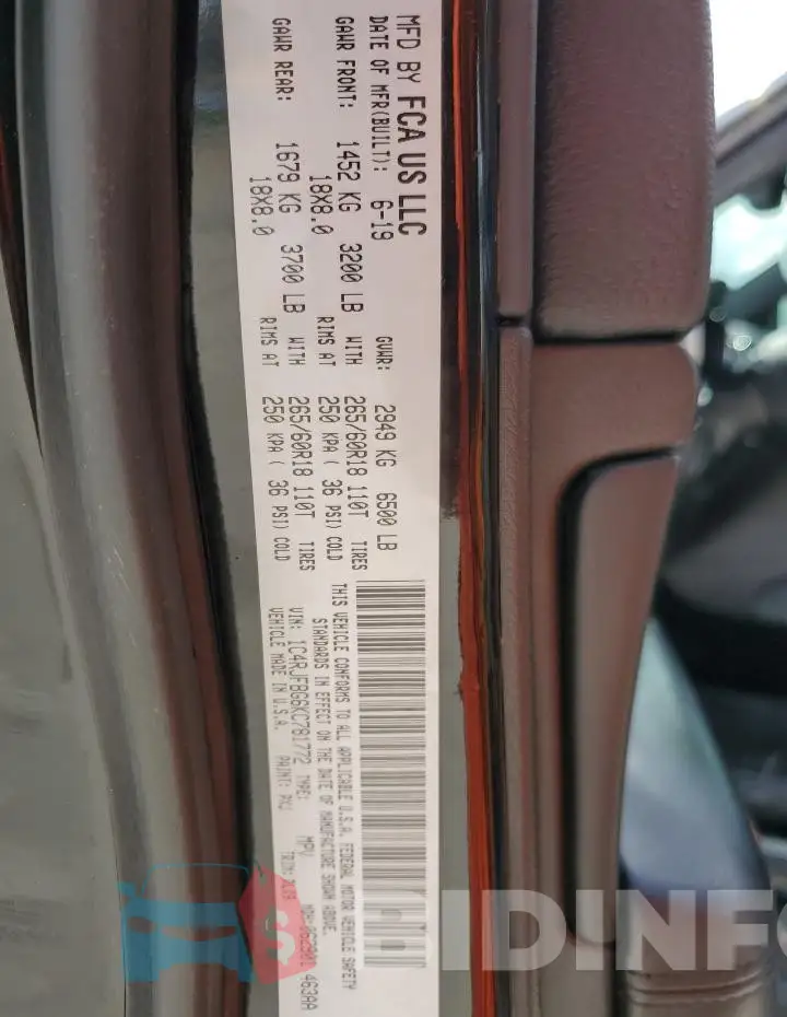 1C4RJFBG6KC781772 Photo# 13