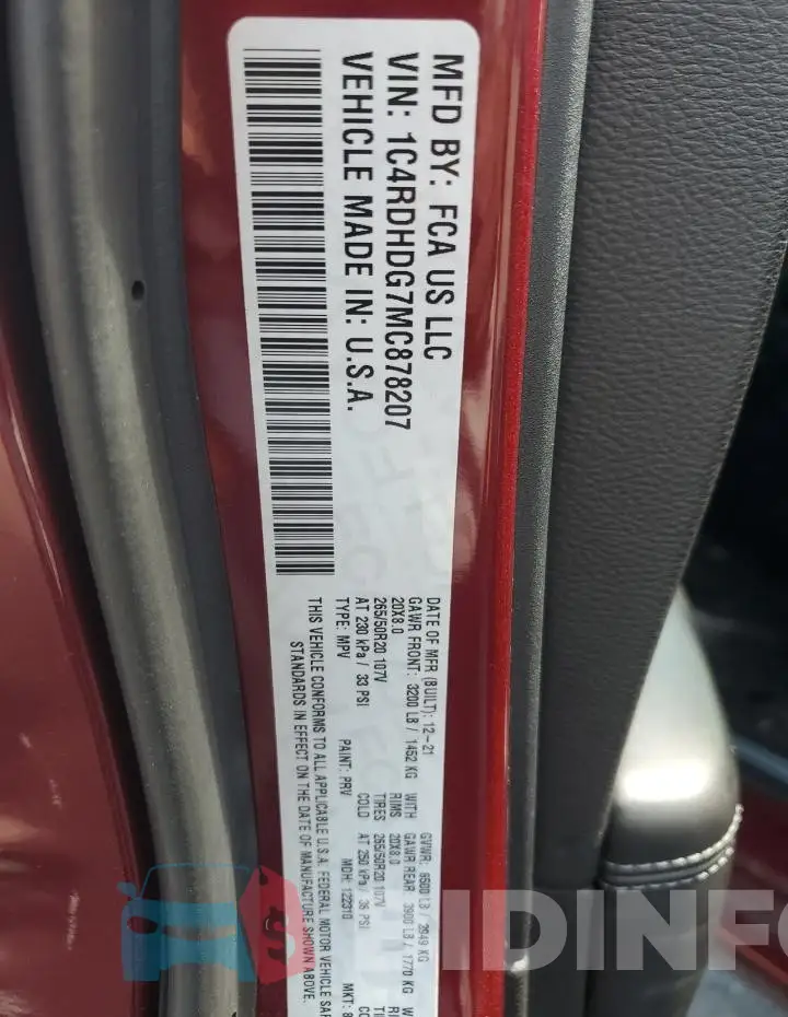 1C4RDHDG7MC878207 Photo# 13