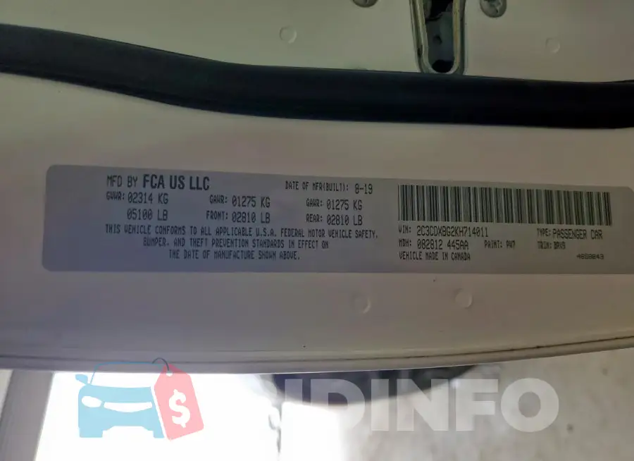 2C3CDXBG2KH714011 Photo# 12