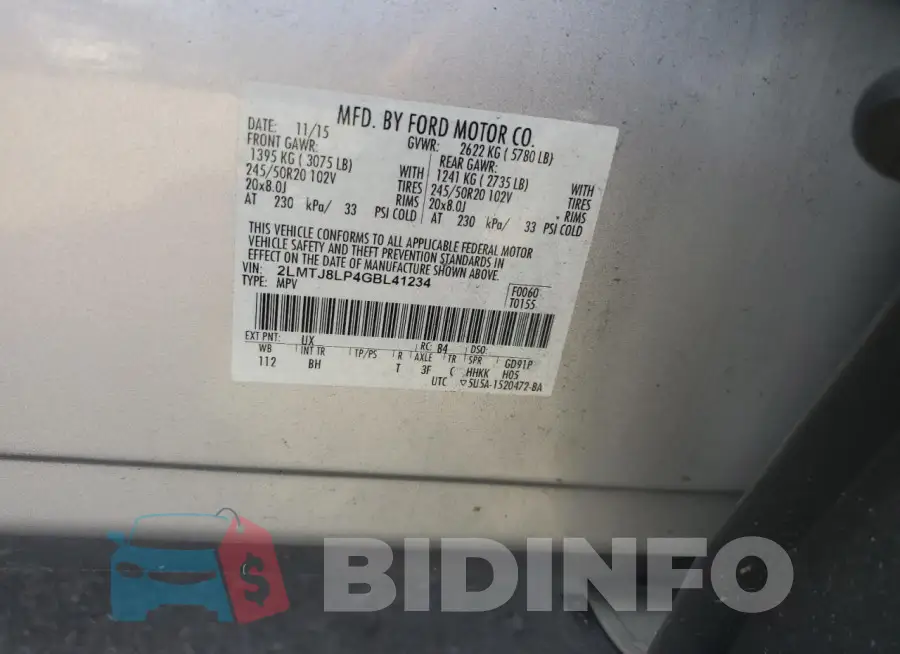 2LMTJ8LP4GBL41234 Photo# 14