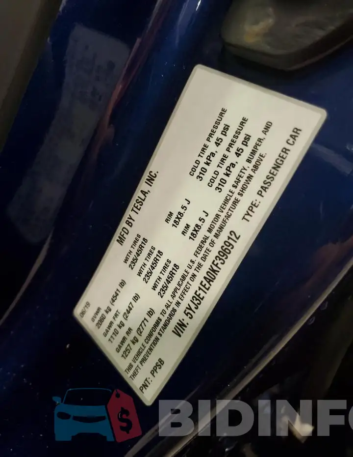 5YJ3E1EA0KF396912 Photo# 12