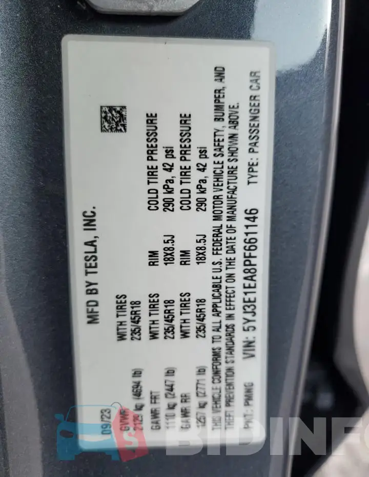 5YJ3E1EA8PF661146 Photo# 12