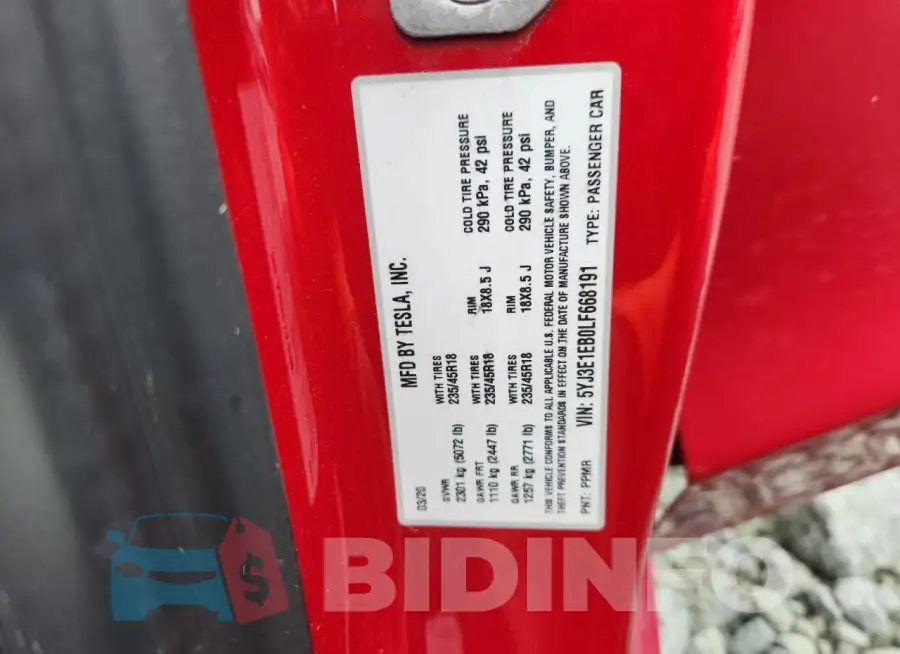 5YJ3E1EB0LF668191 Photo# 12