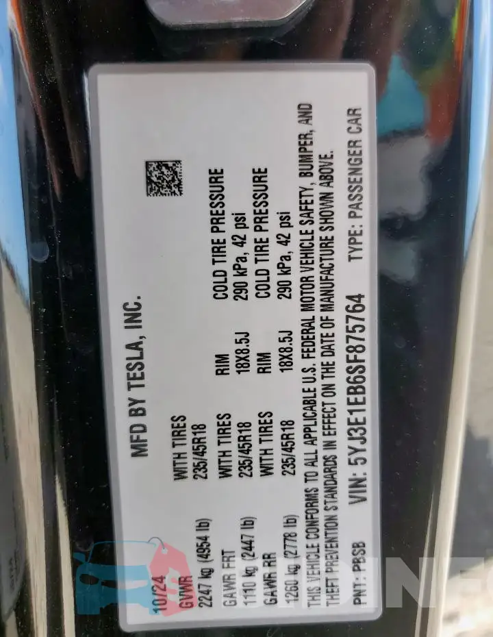 5YJ3E1EB6SF875764 Photo# 12