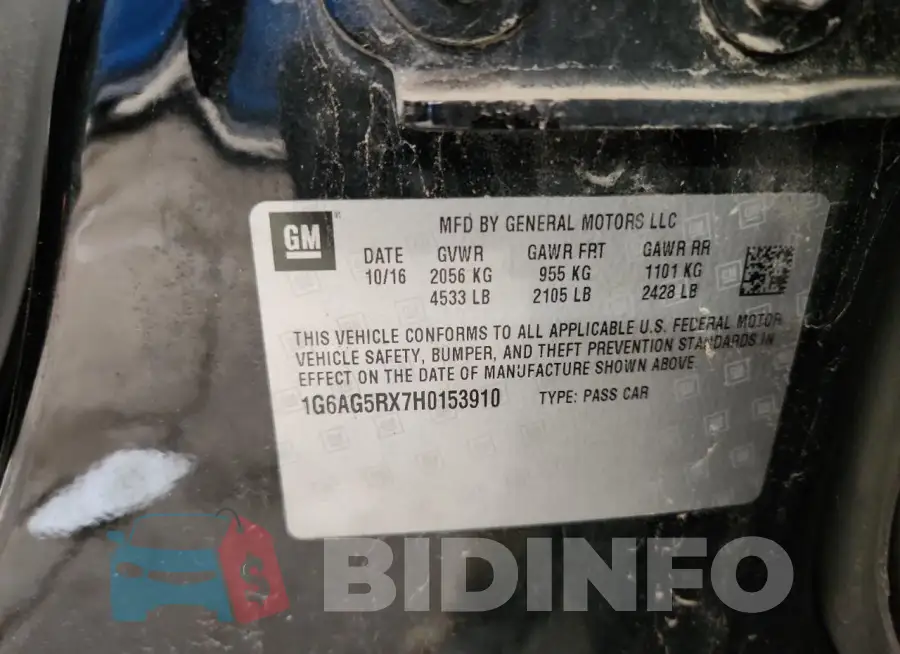 1G6AG5RX7H0153910 Photo# 12