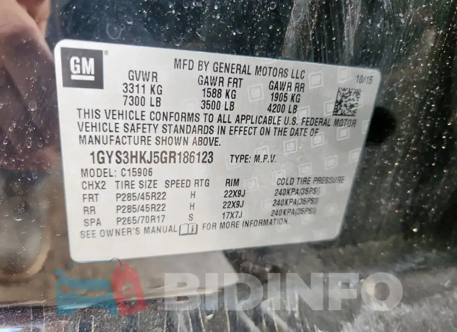 1GYS3HKJ5GR186123 Photo# 13