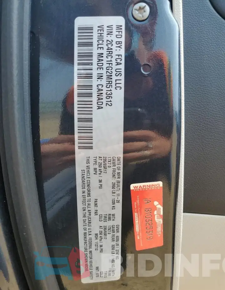 2C4RC1FG2MR513612 Photo# 14