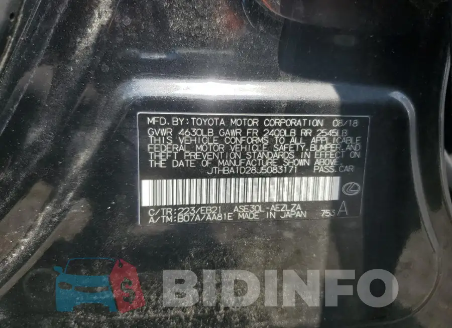JTHBA1D28J5083171 Photo# 12