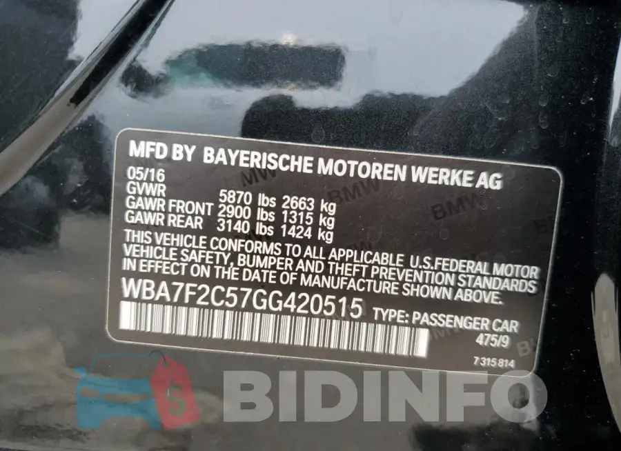 WBA7F2C57GG420515 Photo# 12