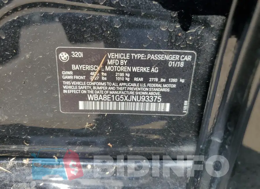WBA8E1G5XJNU93375 Photo# 12