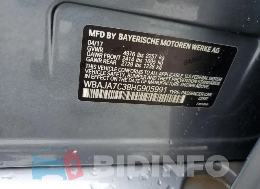WBAJA7C38HG905991 Photo# 12