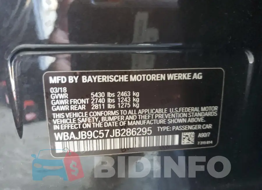 WBAJB9C57JB286295 Photo# 12