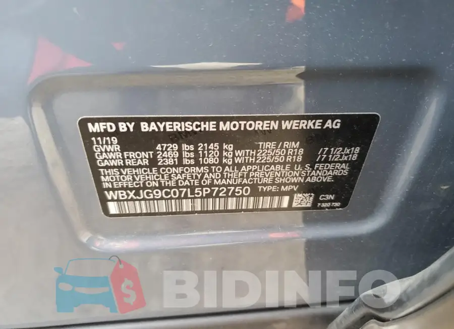 WBXJG9C07L5P72750 Photo# 13